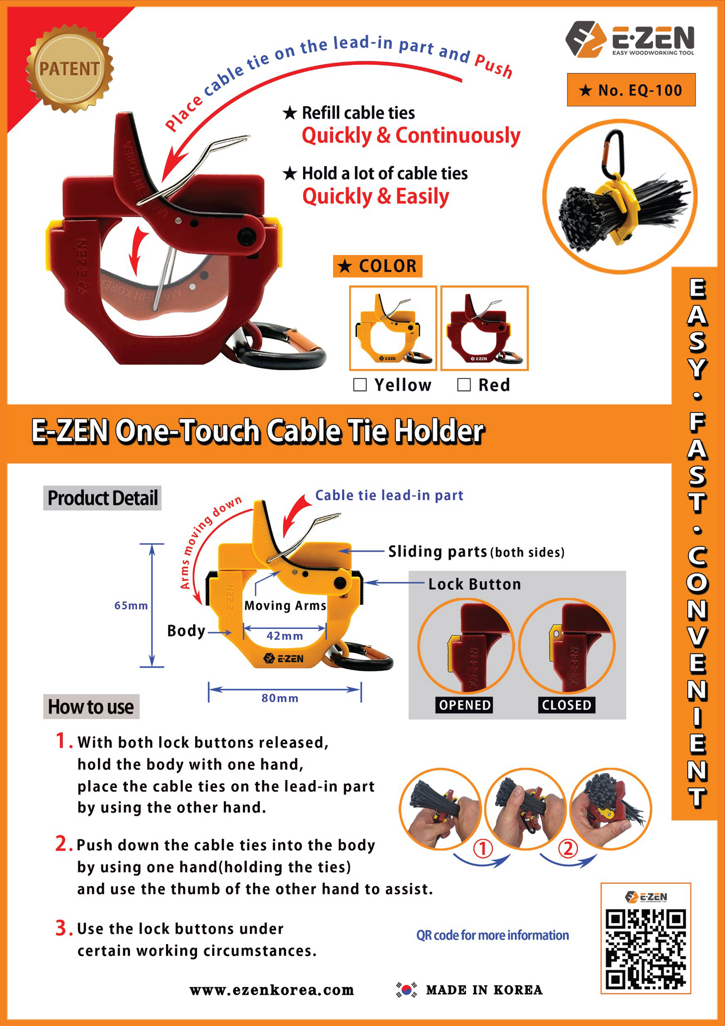 E-ZEN Quick Connect Cable tie holder EQ-100